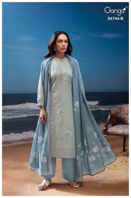 Ganga bivana 4744 lawn cotton dress material wholesale india 