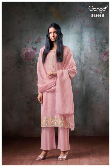 Ganga caaska 4844 hand work heavy dress materials at wholesale price 