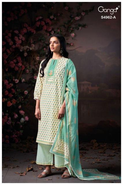 Ganga hiranshi 4962 catalogue dress materials wholesale mumbai