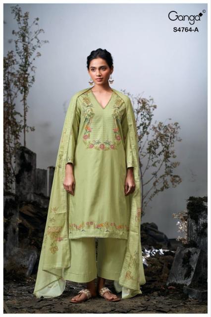 Ganga mavika 4764 lawn cotton dress material wholesale surat 