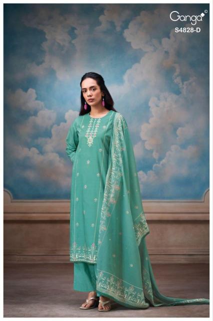 Ganga riyanshi 4828 lawn cotton dress materials wholesale 