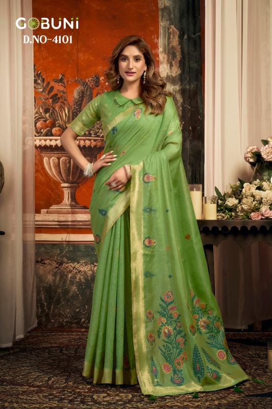 Gobuni sejal zari border silk saree in surat 