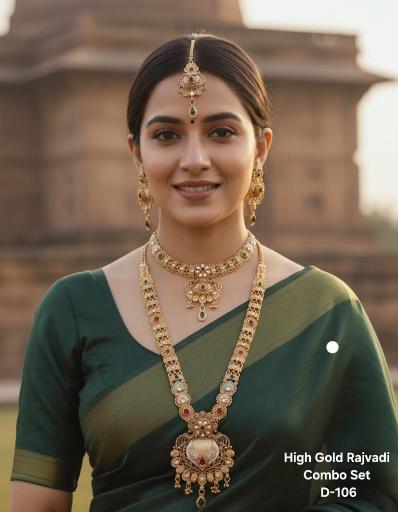 High gold rajvadi combo set D 106 Kolkata artificial jewellery market