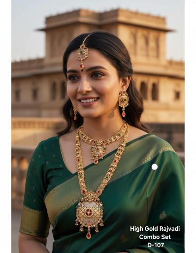 High gold rajvadi combo set D 107 Artificial jewellery suppliers in Kolkata