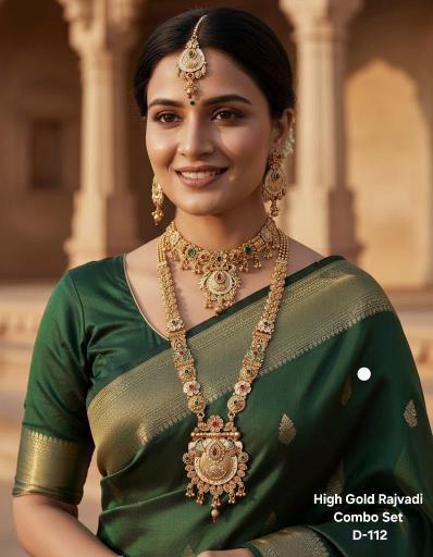 High gold rajvadi combo set D 112 Kolkata artificial jewellery manufacturers
