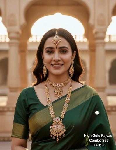 High gold rajvadi combo set D 113 Kolkata costume jewellery