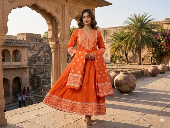 Jaipuri anarkali 3pcs wholesale kurti wear in bangalore 