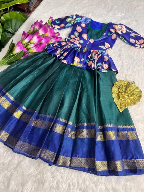 Kids COTTON gown cottan silk green Bulk childrens clothing Delhi