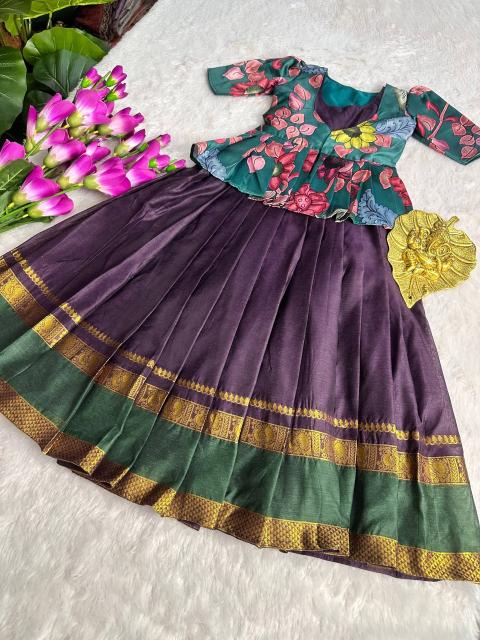 Kids COTTON gown cottan silk Purple Wholesale kids clothing suppliers in Delhi
