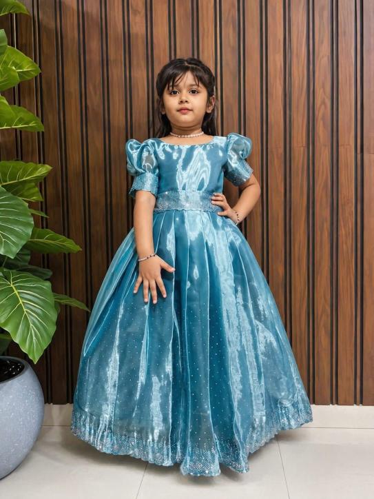 kids gown  jimmy choo silk Blue Kids ethnic wear wholesaler