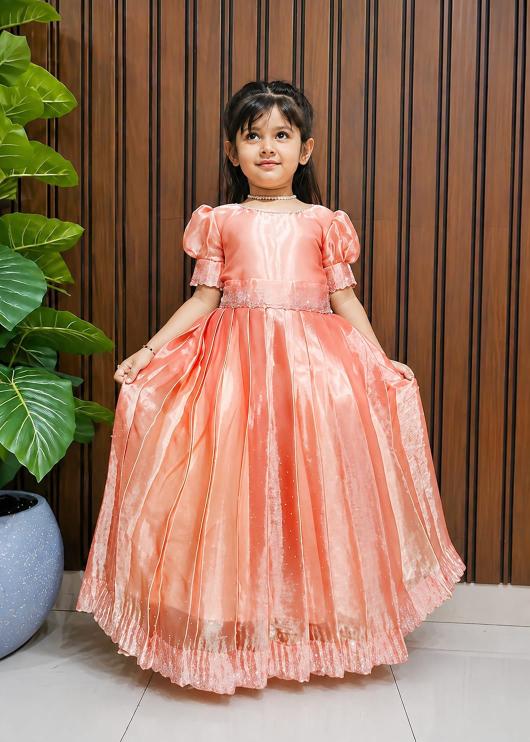 kids gown  jimmy choo silk Orange Kids casual wear supplier