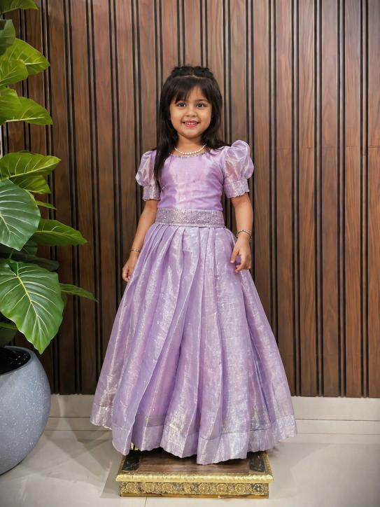 kids gown  jimmy choo silk Purple Affordable kids clothing supplier