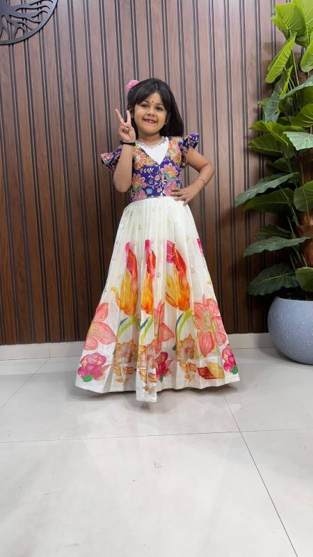kids gown silk Blue Surat wholesale children wear