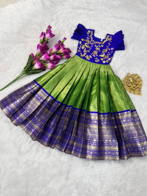 Kids gown silk green Bulk kids clothes in Delhi