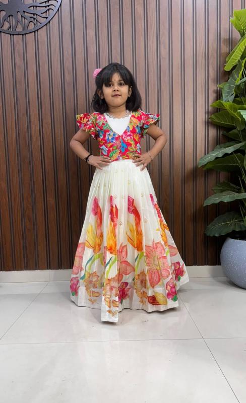 kids gown silk Orange Surat wholesale kids wear suppliers