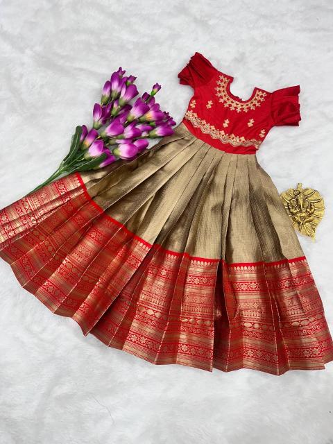 Kids gown silk red Kids clothing manufacturers in Delhi