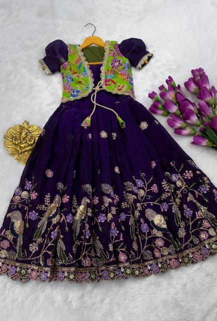 kids koti gown silk blue Bulk children clothing Kolkata