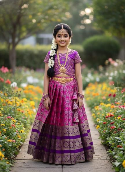 kids lehenga lichi silk Purple Bulk kids wear suppliers in Ahmedabad