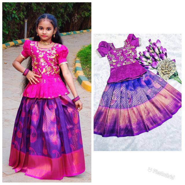 kids lehenga silk Pink Wholesale clothing for kids
