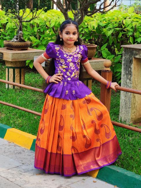 kids lehenga silk Purple Children fashion wholesalers