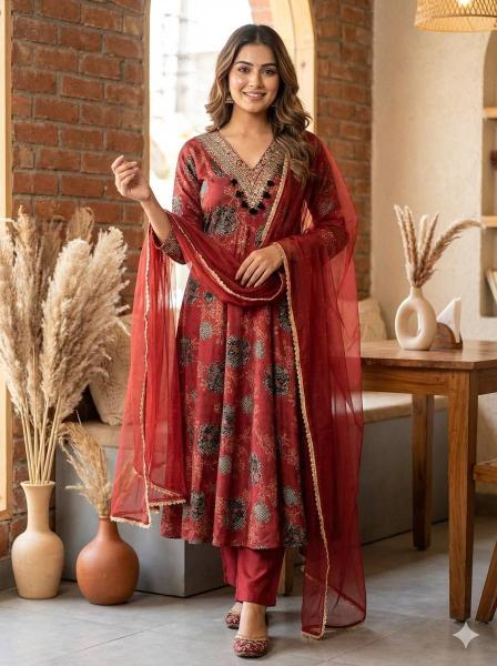 Krunique v neck anarkali wholesale fancy reyon kurtis 