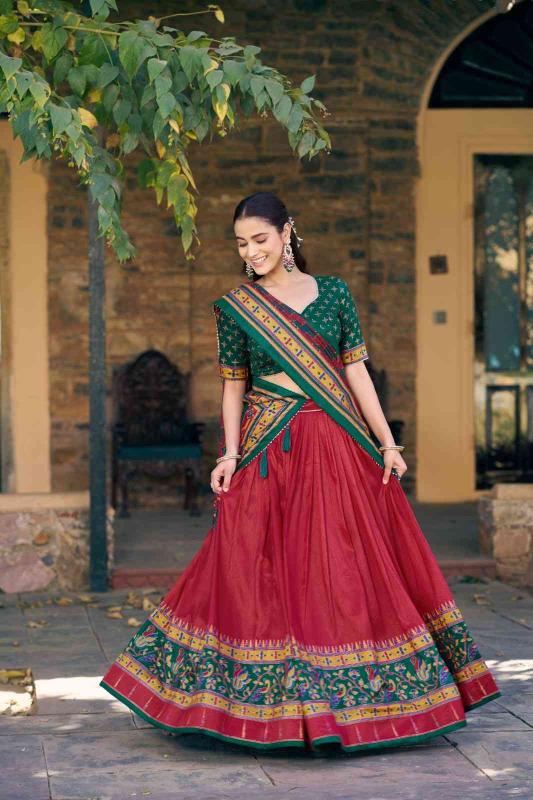 LNB 1255 Tasar Silk RED Surat wholesale lehenga choli market