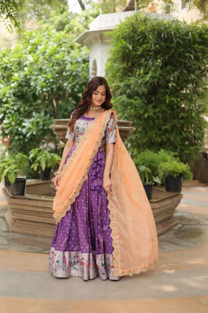 LW 7126 Jequard Purple Bridal lehenga market in Kolkata