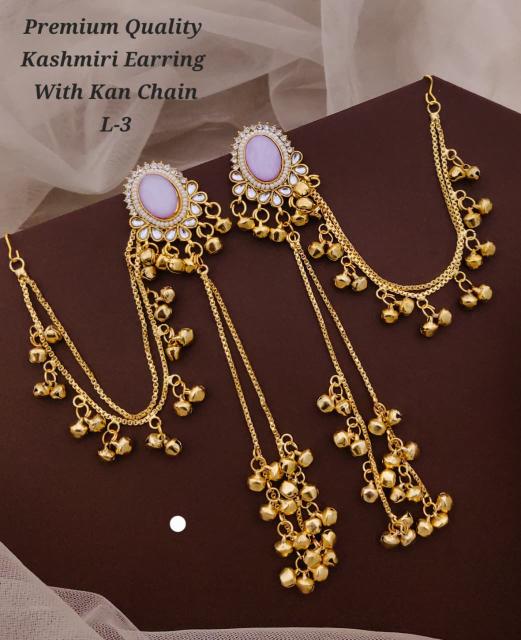 Premium quality kashmiri earring with kan chain L 3 Mumbai costume jewelry market
