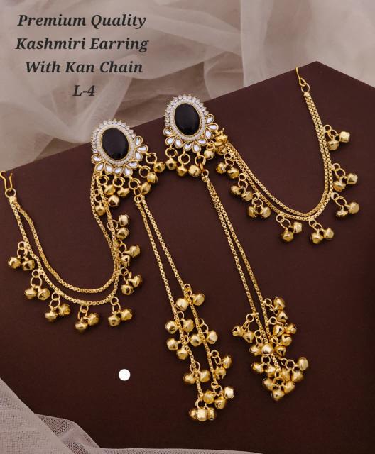 Premium quality kashmiri earring with kan chain L 4 Mumbai imitation jewellery market