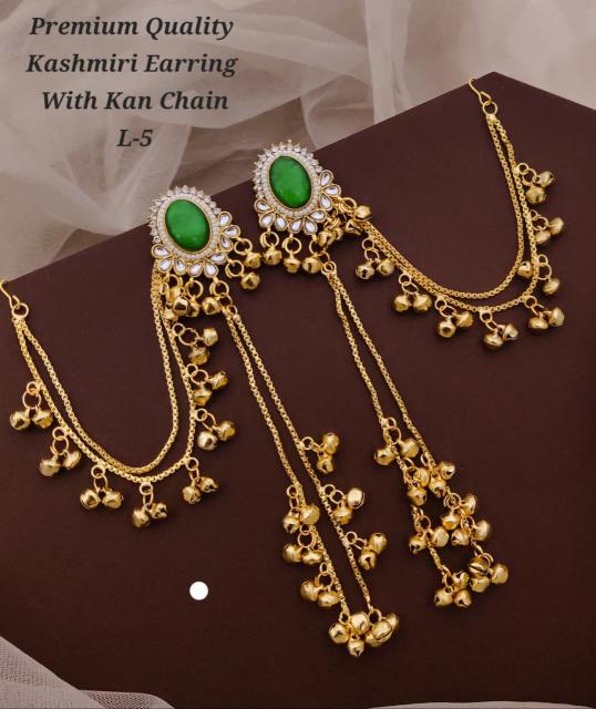 Premium quality kashmiri earring with kan chain L 5 Mumbai jewellery market