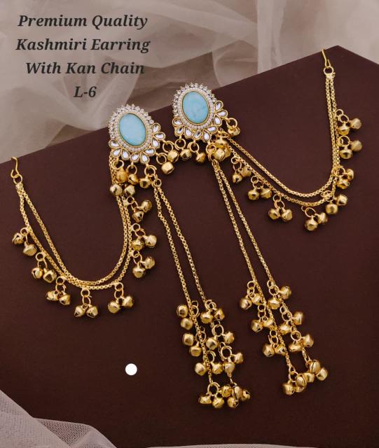 Premium quality kashmiri earring with kan chain L 6 Artificial jewellery wholesalers in Mumbai