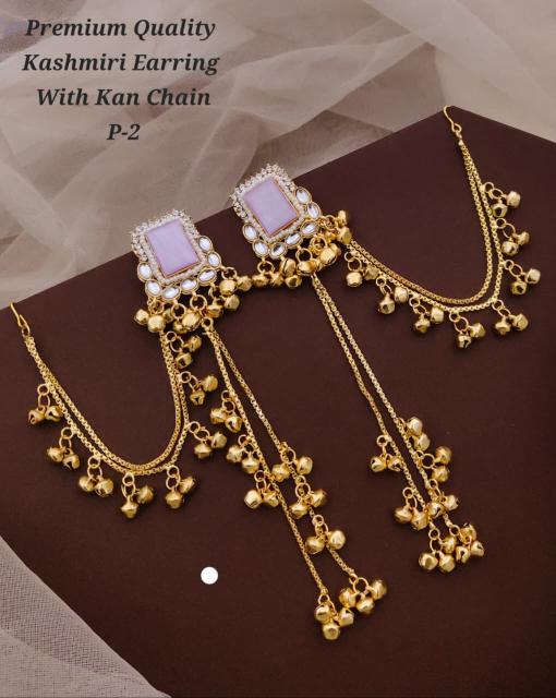 Premium quality kashmiri earring with kan chain P 2 Mumbai bridal jewellery market