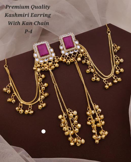 Premium quality kashmiri earring with kan chain P 4 Wholesale artificial pearl jewellery in Mumbai