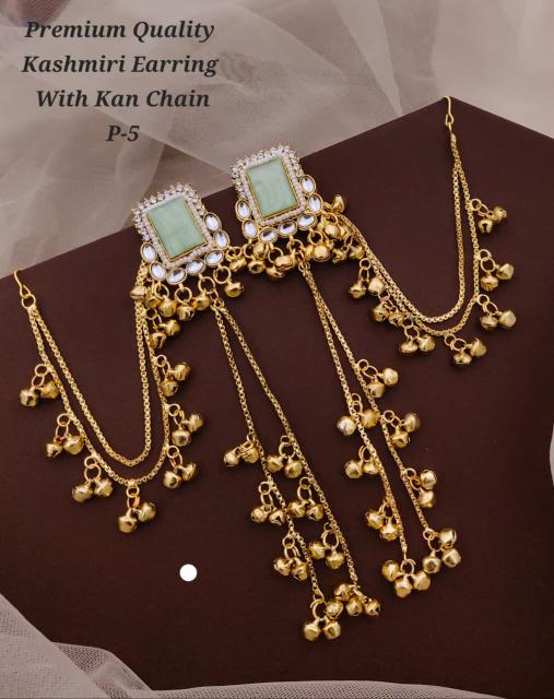 Premium quality kashmiri earring with kan chain P 5 Mumbai designer jewellery market