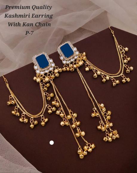 Premium quality kashmiri earring with kan chain P 7 Cheap imitation jewellery in Mumbai