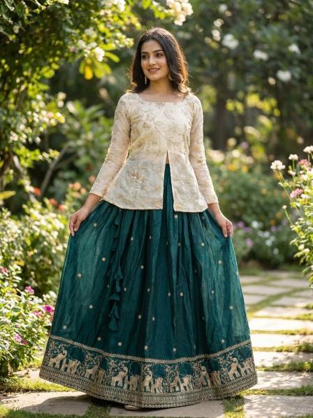 PREMIUM READYMADE LW 7168 Fendy Silk Green Traditional lehenga choli wholesale
