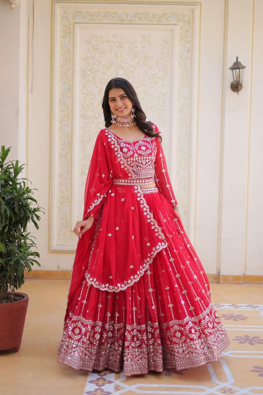 Ram-085 Georgette red Surat lehenga choli wholesalers