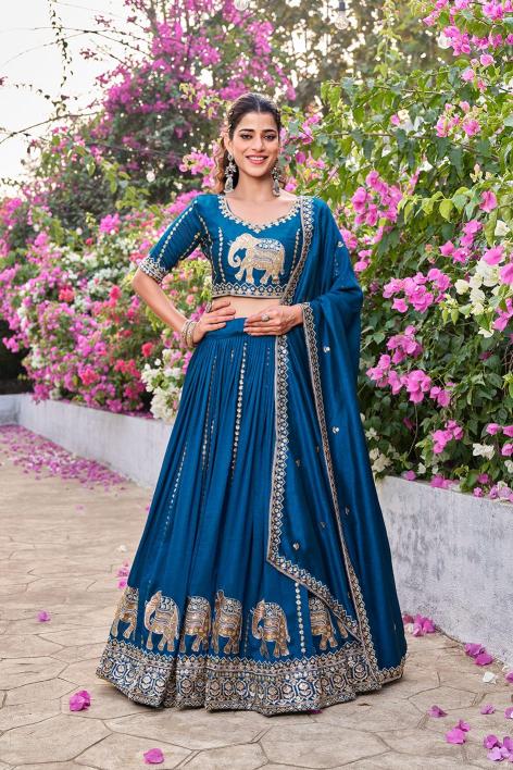 Ram 165 Vichitra Blue Lehenga market in Kolkata