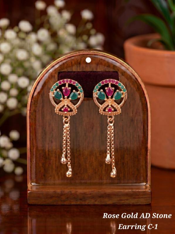 Rose gold ad Stone Earring C 1 Traditional Indian jewelry in Gujarat