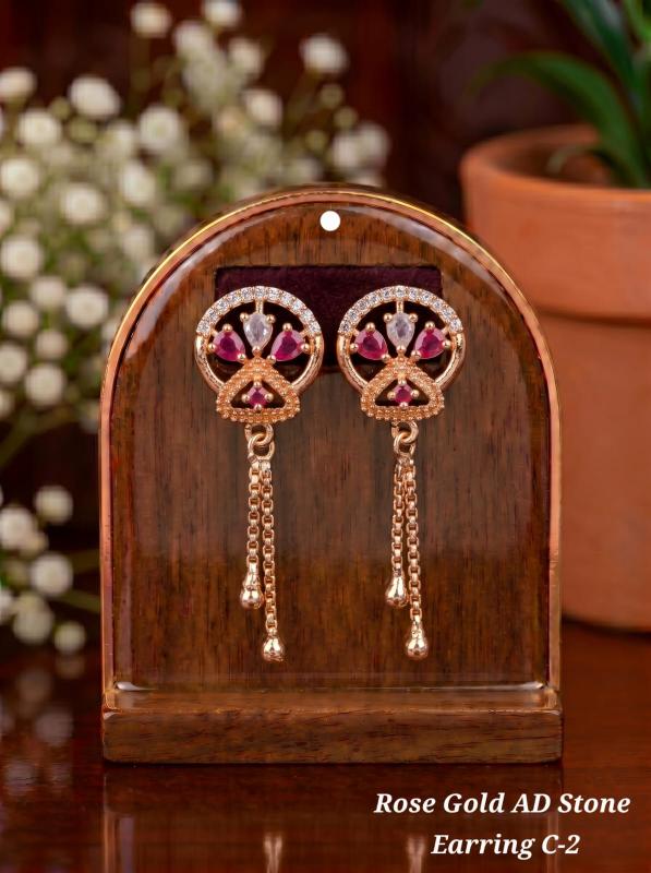 Rose gold ad Stone Earring C 2 Handmade artificial jewelry in Gujarat