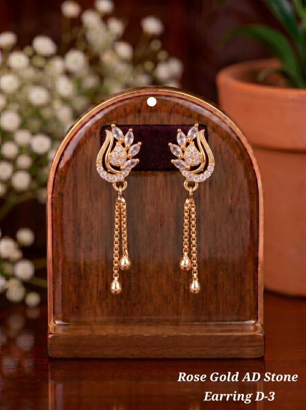 Rose gold ad Stone Earring D 3 Artificial jewelry manufacturers in Gujarat 