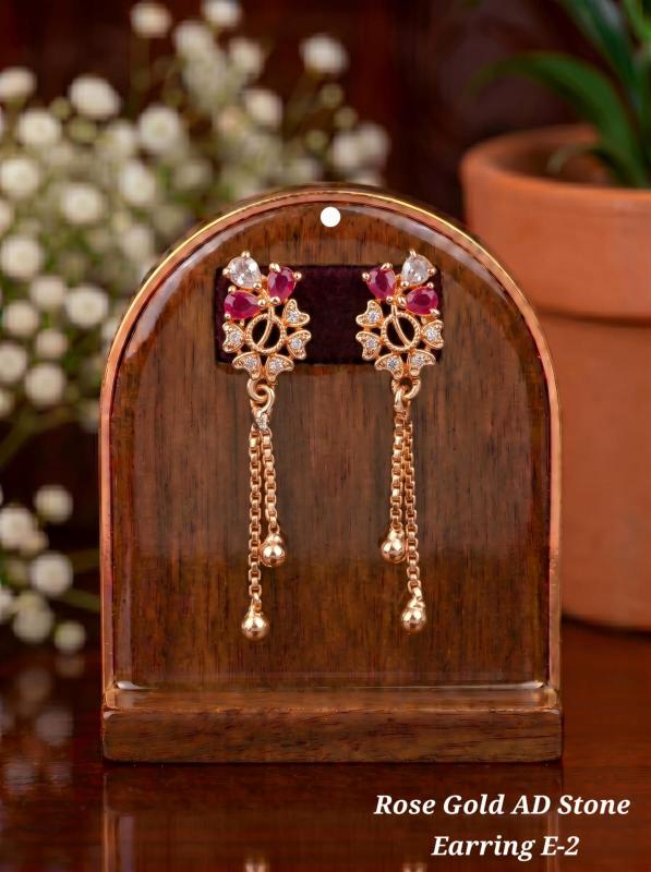 Rose gold ad Stone Earring E 2 Costume jewelry suppliers in Gujarat