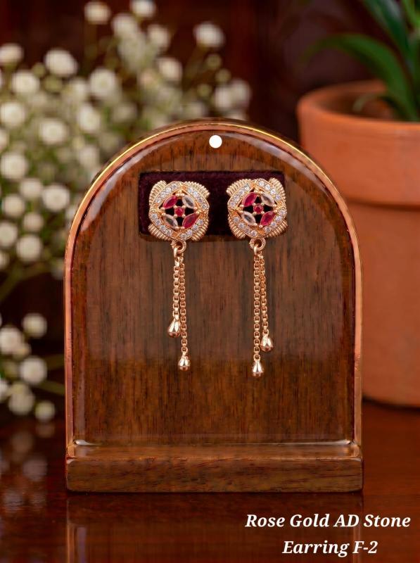 Rose gold ad Stone Earring F 2 Ethnic jewelry wholesalers in Gujarat