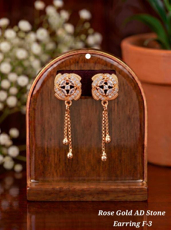 Rose gold ad Stone Earring F 3 Fashion accessories suppliers in Gujarat