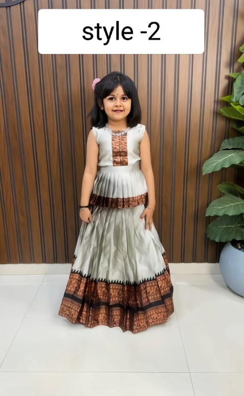 STYLE KIDS LAHENGA silk White Children wear wholesalers in Kolkata