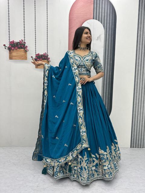Tapi 311 chinon Blue Fancy lehenga choli wholesale market in Mumbai