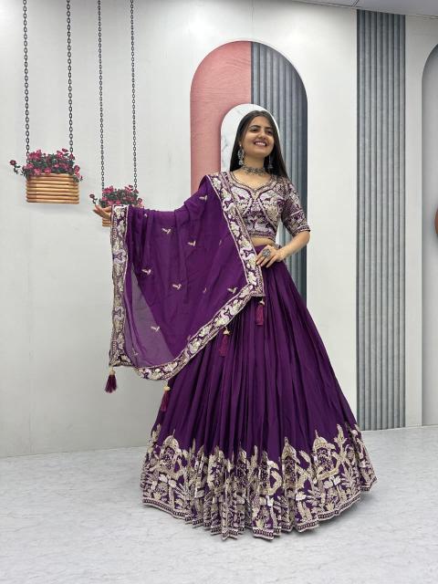 Tapi 311 chinon Purple Bridal lehenga choli wholesale suppliers in Mumbai