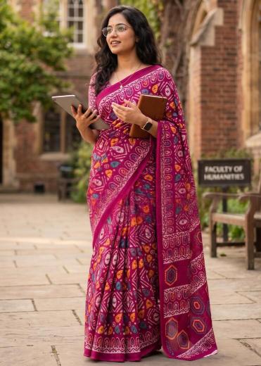 Vastrangan cotton batik cotton saree in low price