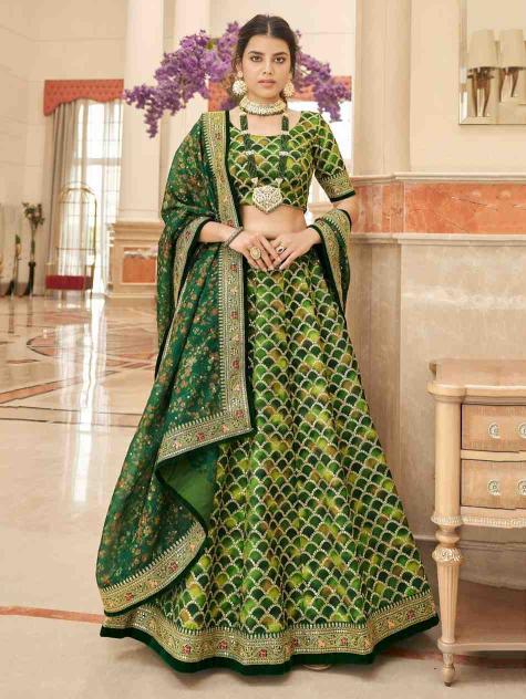 Zeel Cultural vol 2 Art Silk Green Wholesale lehenga manufacturers in Surat