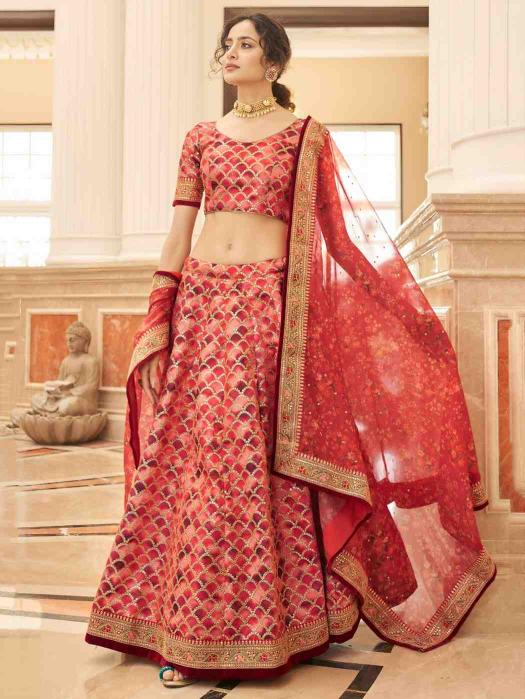 Zeel Cultural vol 2 Art Silk Red Bulk lehenga choli suppliers in Surat